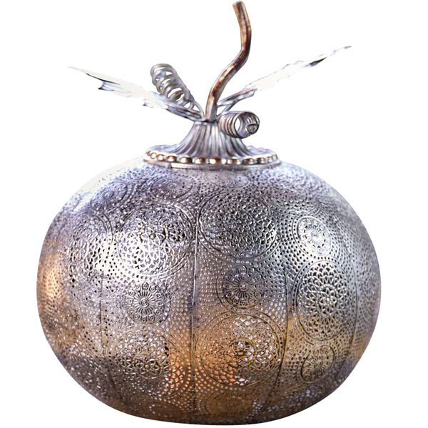 Luxform Lampe de jardin &agrave; LED &agrave; piles Pumpkin Argent&eacute; antique