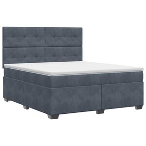 vidaXL Lit boxspring avec matelas Gris fonc&eacute; 180 x 200 cm Velours