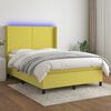 vidaXL Sommier &agrave; lattes de lit matelas et LED Vert 140x190 cm Tissu