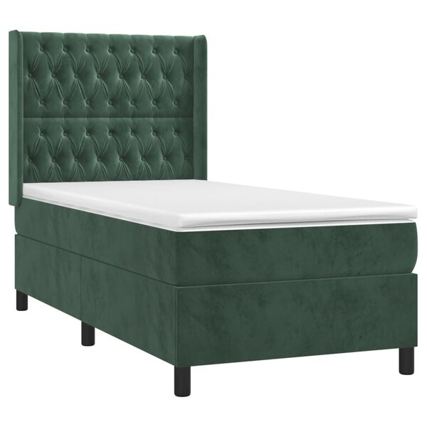 vidaXL Sommier &agrave; lattes de lit et matelas Vert fonc&eacute; 80x200 cm Velours