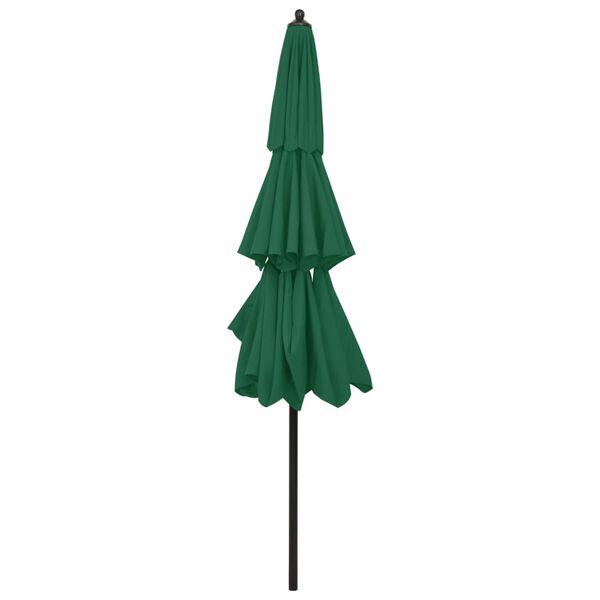 vidaXL Parasol de jardin à 3 niveaux avec mât en aluminium vert 3 m
