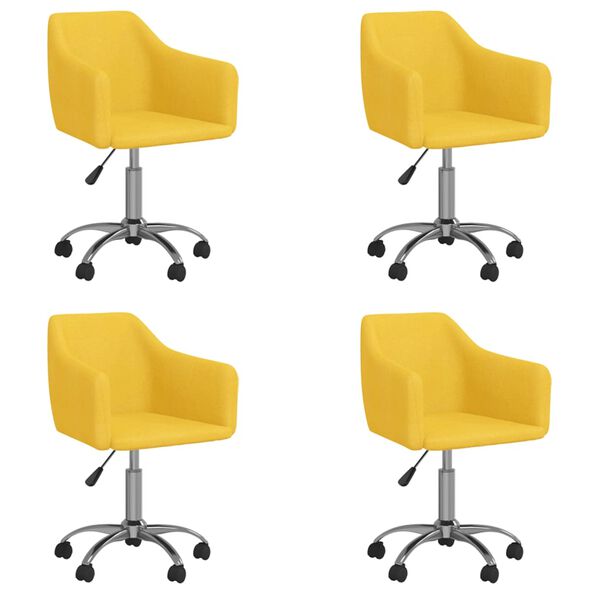 vidaXL Chaises pivotantes &agrave; manger lot de 4 jaune tissu