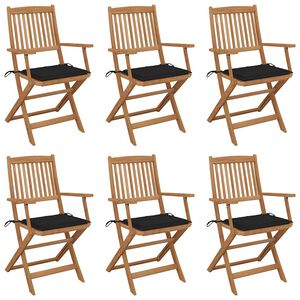 vidaXL Chaises pliantes 6 pi&egrave;ces avec coussins en bois d'acacia massif