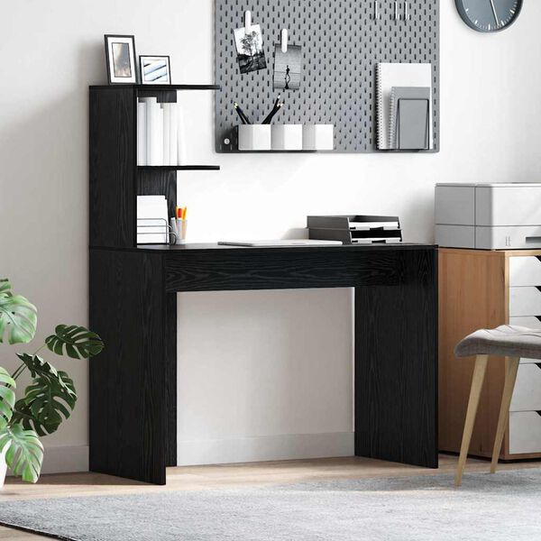vidaXL Bureau Ch&ecirc;ne noir 102 x 50 x 124 cm Bois d'ing&eacute;nierie
