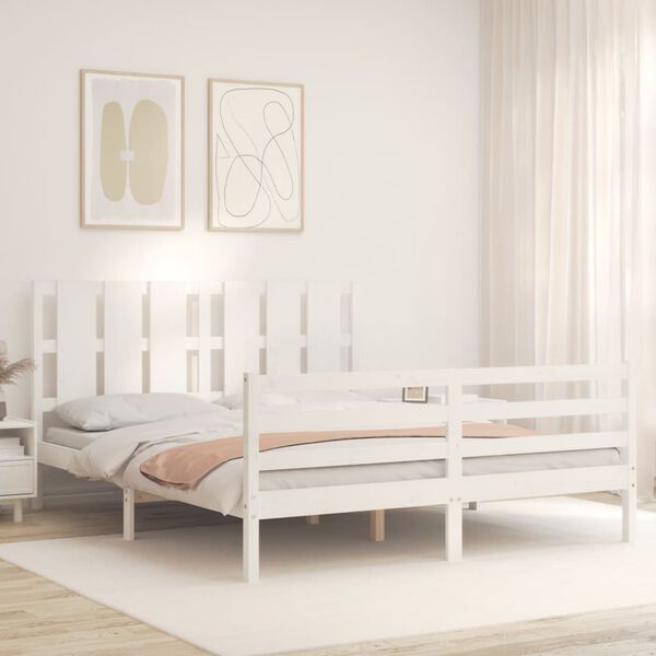 vidaXL Cadre de lit sans matelas blanc bois de pin massif