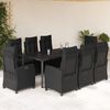 vidaXL Ensemble &agrave; manger de jardin 9pcs coussins noir r&eacute;sine tress&eacute;e