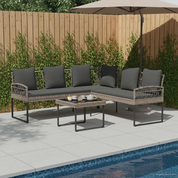vidaXL Ensemble de canap&eacute; de jardin avec coussin 2 pcs Gris Acier