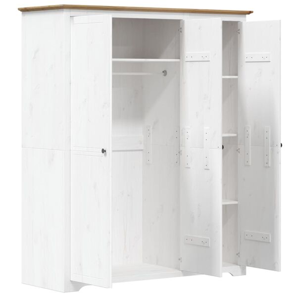 vidaXL Garde-robe BODO blanc marron 146x53,5x173 cm bois massif de pin