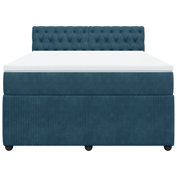 vidaXL Sommier &agrave; lattes de lit et matelas bleu 140x200 cm velours