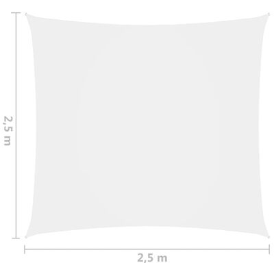 vidaXL Voile de parasol Tissu Oxford carré 2,5x2,5 m Blanc