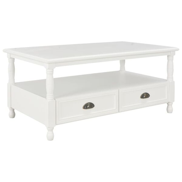 vidaXL Table basse Blanc 100x50x45,5 cm Bois de Paulownia solide