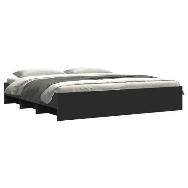 vidaXL Cadre de lit sans matelas noir 200x200 cm bois d'ing&eacute;nierie