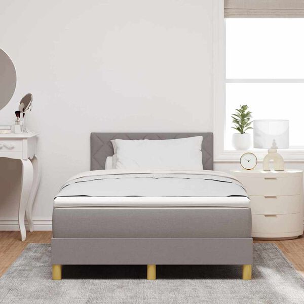 vidaXL Lit &agrave; ressort LED avec matelas Taupe 120 x 200 cm tissu
