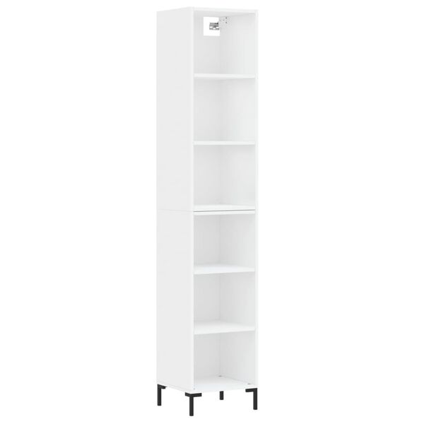 vidaXL Buffet haut Blanc 34,5x32,5x180 cm Bois d'ing&eacute;nierie