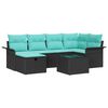 vidaXL Ensemble de canap&eacute; de jardin avec coussin 7 pcs Noir Poly rotin