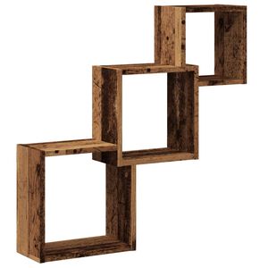 vidaXL &Eacute;tag&egrave;re murale en forme de cube vieux bois bois d'ing&eacute;nierie