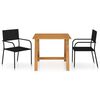 vidaXL Ensemble &agrave; manger de jardin 3 pcs Noir