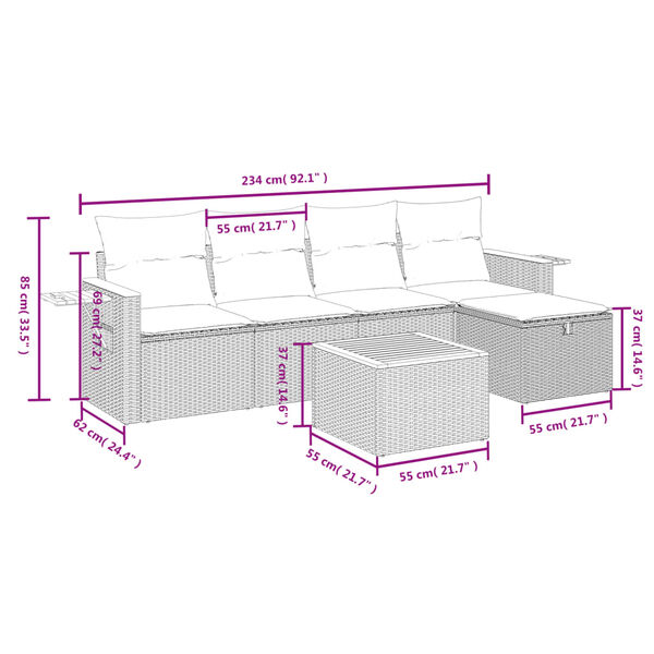 vidaXL Salon de jardin 6 pcs avec coussins gris r&eacute;sine tress&eacute;e