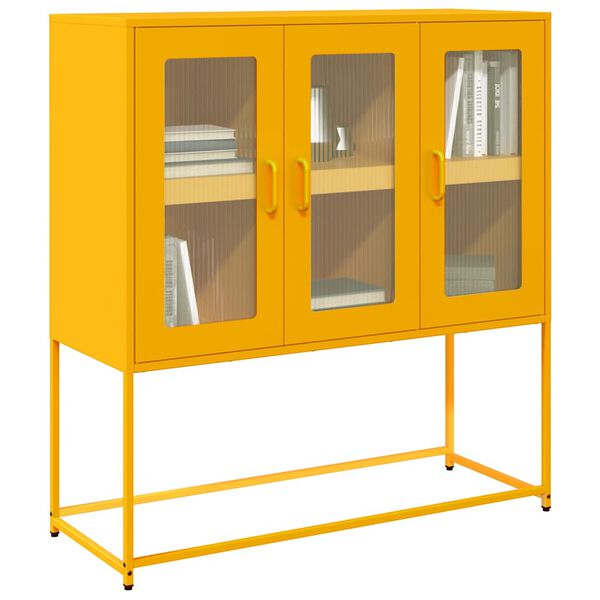 vidaXL Buffet jaune moutarde 100,5x39x107 cm acier lamin&eacute; &agrave; froid