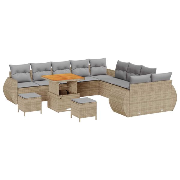 vidaXL Ensemble de canap&eacute; de jardin 13 pcs beige et gris clair