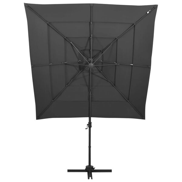 vidaXL Parasol de jardin &agrave; 4 niveaux avec m&acirc;t en aluminium anthracite