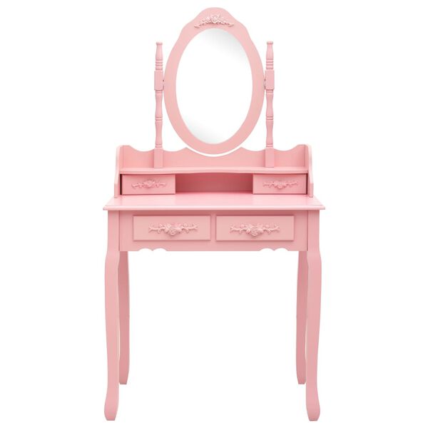 vidaXL Ensemble de coiffeuse avec tabouret Rose 75x69x140 cm Paulownia