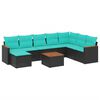 vidaXL Ensemble de canap&eacute; de jardin 9 pcs avec coussins noir r&eacute;sine tress&eacute;e