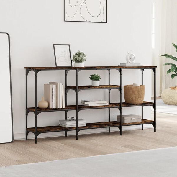 vidaXL Table console ch&ecirc;ne fum&eacute; 160x29x80 cm bois d'ing&eacute;nierie