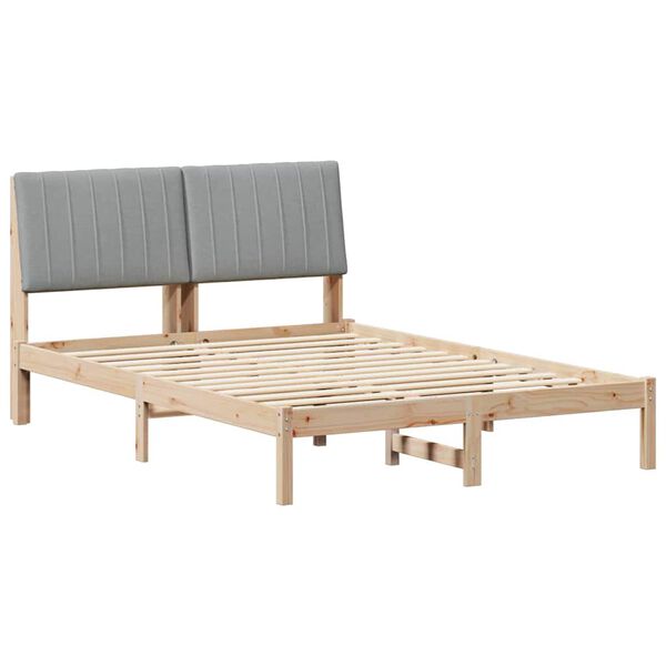 vidaXL Cadre de lit Gris clair 140 x 200 cm Pin massif