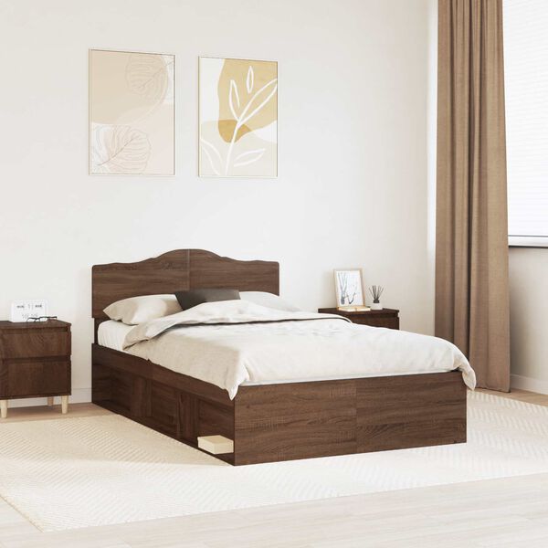 vidaXL Cadre de lit Ch&ecirc;ne brun 120 x 190 cm Bois de pin massif