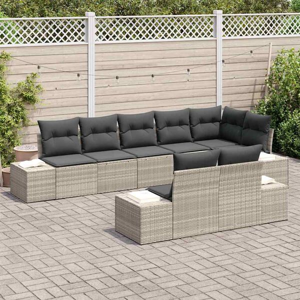 vidaXL Ensemble de canapé de jardin 8 pcs Gris clair Poly rotin