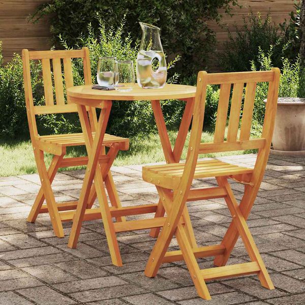 vidaXL Ensemble bistrot 3 pcs Huile Naturelle Bois d'Acacia Massif