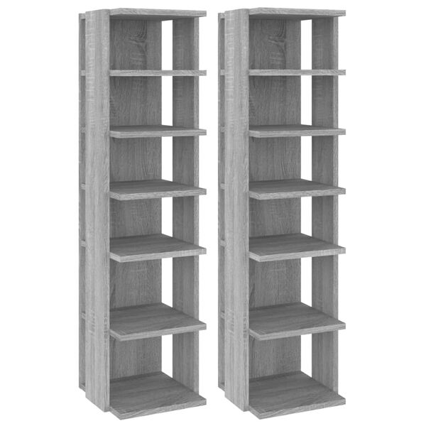 vidaXL &Eacute;tag&egrave;res &agrave; chaussures 2 pcs Sonoma gris 27,5x27x102 cm