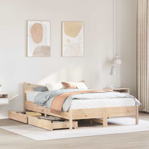 vidaXL Cadre de lit avec tiroirs 150x200 cm bois de pin massif