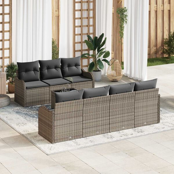 vidaXL Ensemble de canap&eacute; de jardin avec coussin 8 pcs Gris