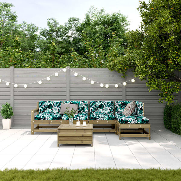 vidaXL Salon de jardin 6 pcs avec coussins bois de pin imprégné
