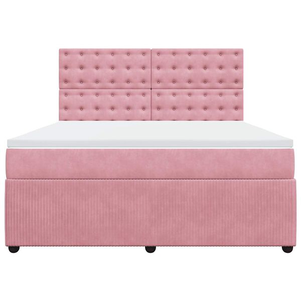 vidaXL Sommier &agrave; lattes de lit avec matelas Rose 180x200 cm Velours