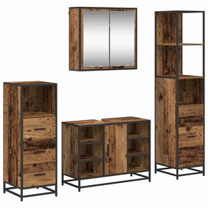 vidaXL Ensemble de mobilier de salle de bain 4 pcs Bois Ancien