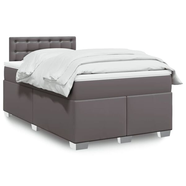 vidaXL Sommier &agrave; lattes de lit avec matelas Gris 120x200 cm Similicuir