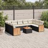 vidaXL Salon de jardin 10 pcs avec coussins noir r&eacute;sine tress&eacute;e