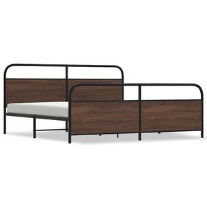vidaXL Cadre de lit en m&eacute;tal sans matelas ch&ecirc;ne marron 193x203 cm