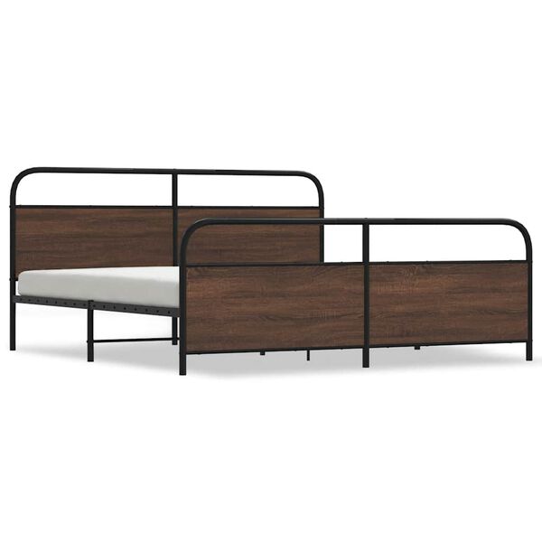 vidaXL Cadre de lit en m&eacute;tal sans matelas ch&ecirc;ne marron 193x203 cm