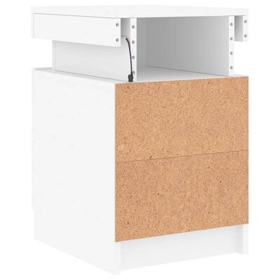 vidaXL Tables de chevet avec lumières LED 2 pcs blanc 35x39x55 cm