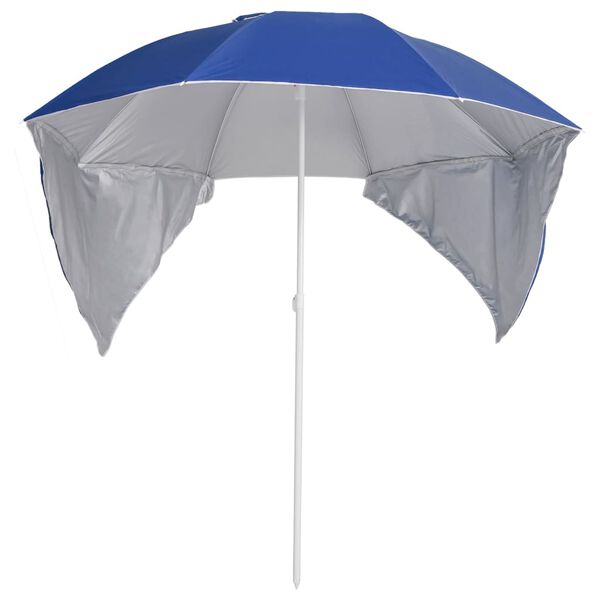 vidaXL Parasol de plage avec parois latérales bleu 215 cm