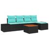 vidaXL Ensemble de canap&eacute; de jardin 6 pc Noir polyrotin