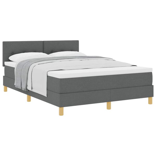 vidaXL Lit &agrave; ressorts avec matelas Gris fonc&eacute; 140 x 200 cm tissu