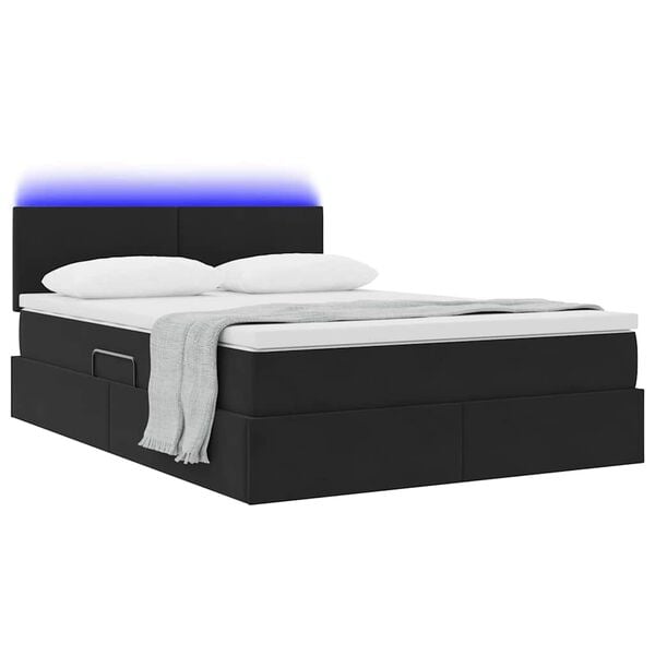 vidaXL Lit avec rangement et LED avec LED Noir 140 x 190 cm Velours