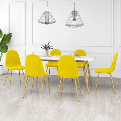 vidaXL Chaises à manger lot de 6 Jaune moutarde Velours