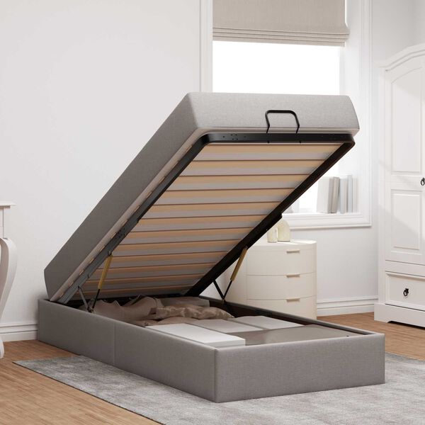 vidaXL Cadre de lit avec matelas avec matelas 2 pcs Taupe tissu