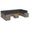 vidaXL Salon de jardin 11 pcs avec coussins gris r&eacute;sine tress&eacute;e